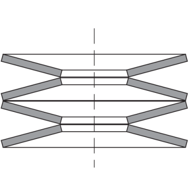 <b>EM SÉRIE</b><br>Deflexão: Deflexão de uma única mola multiplicada pelo número de molas<br> Força: Mesma força de uma única mola