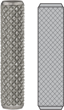 Embora seja comum, o recartilhado diamante fornecem menos qualidade em comparação com os outros formas de retenção. O recartilhado diamante danifica o furo do componente no processo de instalação, podendo inclusive causar dano ao material. Eles até oferecem uma certa retenção, porém muito baixa em comparação com os outros modelos citados. Por este motivo, os pinos com recartilhado diamante devem ser evitados.