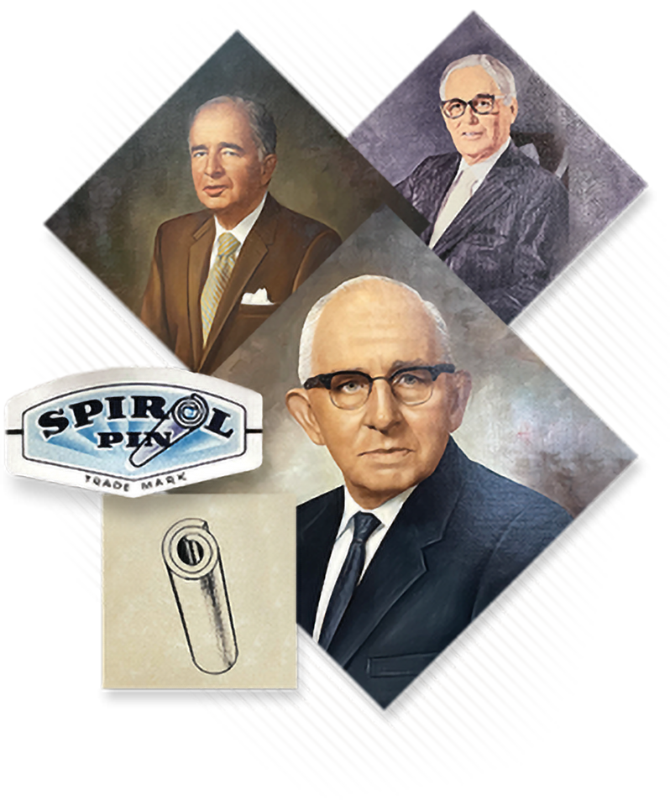 Fundadores da SPIROL: Herman Koehl (parte inferior), Walther G. von Conta (esquerda) e Hans A. Prym (direita)